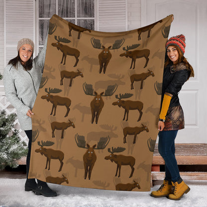 Moose Pattern Print Design 03 Premium Blanket