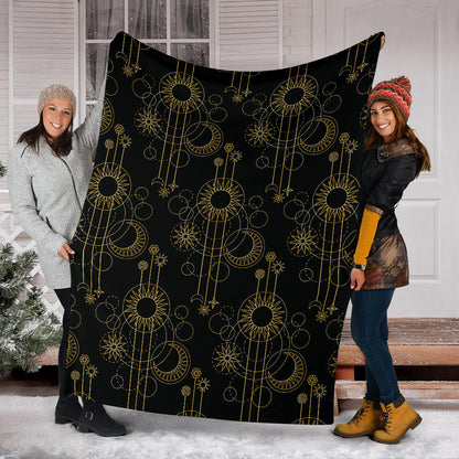 Moon Boho Style Pattern Print Design 01 Premium Blanket