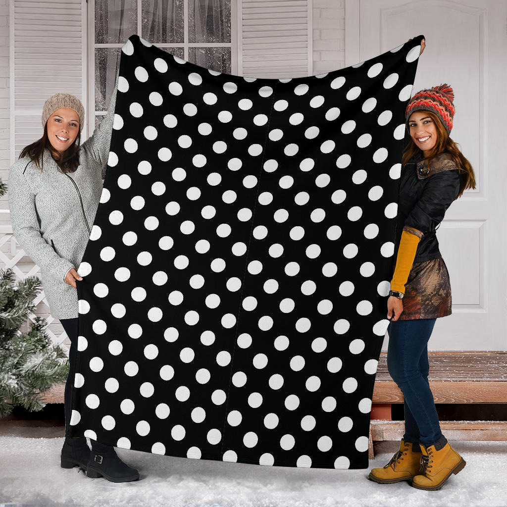 Polka Dot Black White Pattern Print Design 03 Premium Blanket