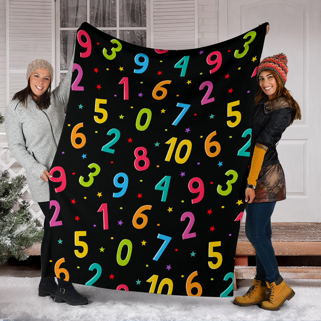 Number Pattern Print Design A04 Premium Blanket