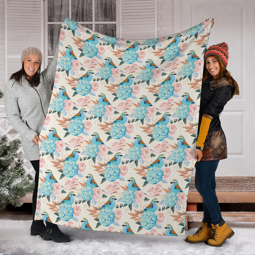 Bluebird Pattern Print Design 03 Premium Blanket