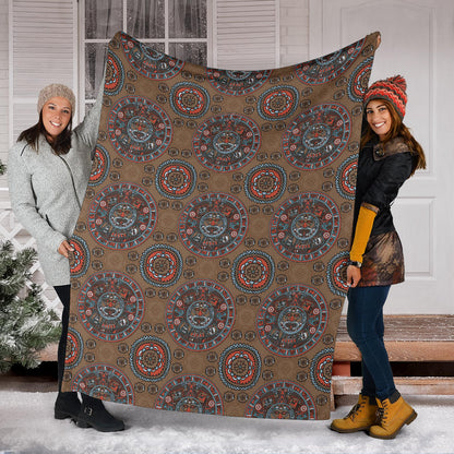 Calendar Aztec Pattern Print Design 03 Premium Blanket