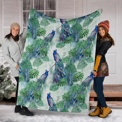 Peacock Pattern Print Design A02 Premium Blanket