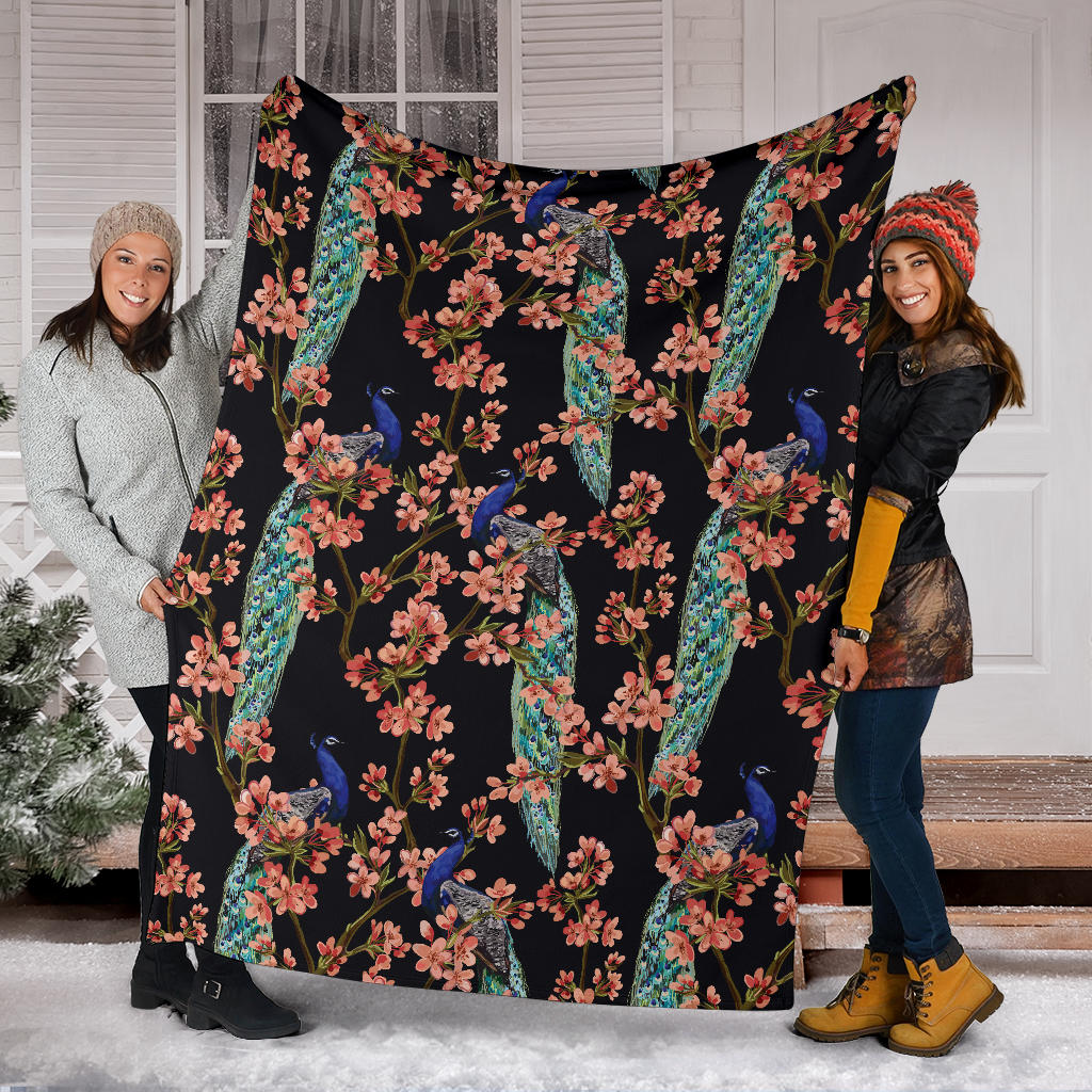 Peacock Pattern Print Design A01 Premium Blanket