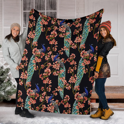 Peacock Pattern Print Design A01 Premium Blanket
