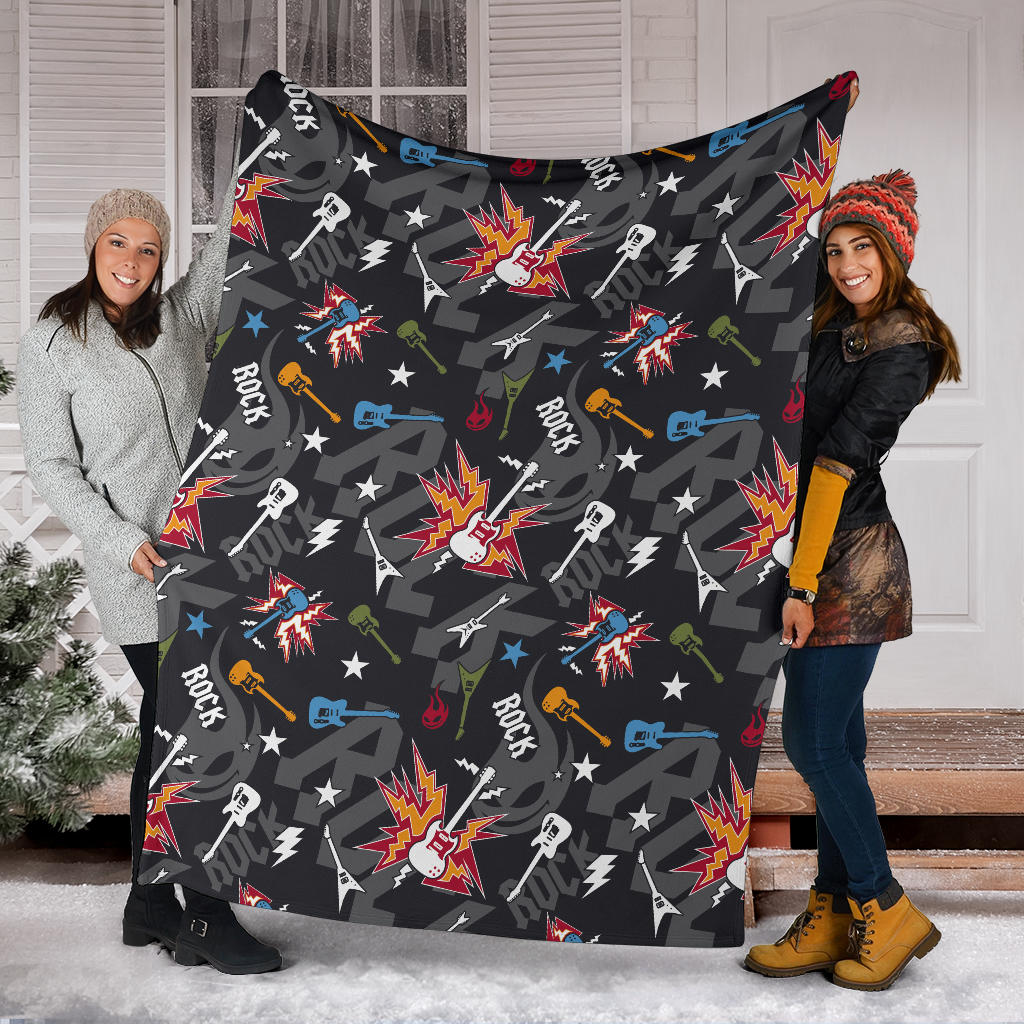 Rock and Roll Pattern Print Design A01 Premium Blanket