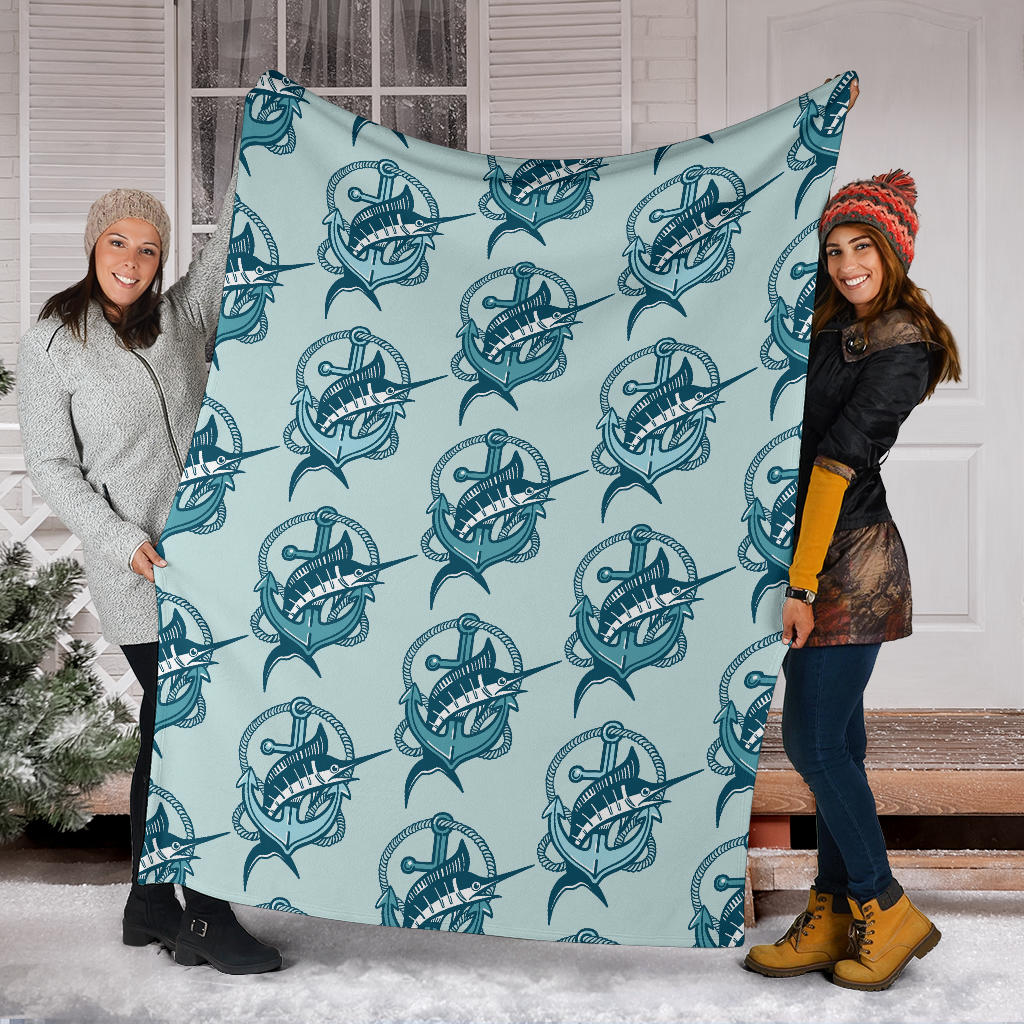 Swordfish Pattern Print Design 03 Premium Blanket