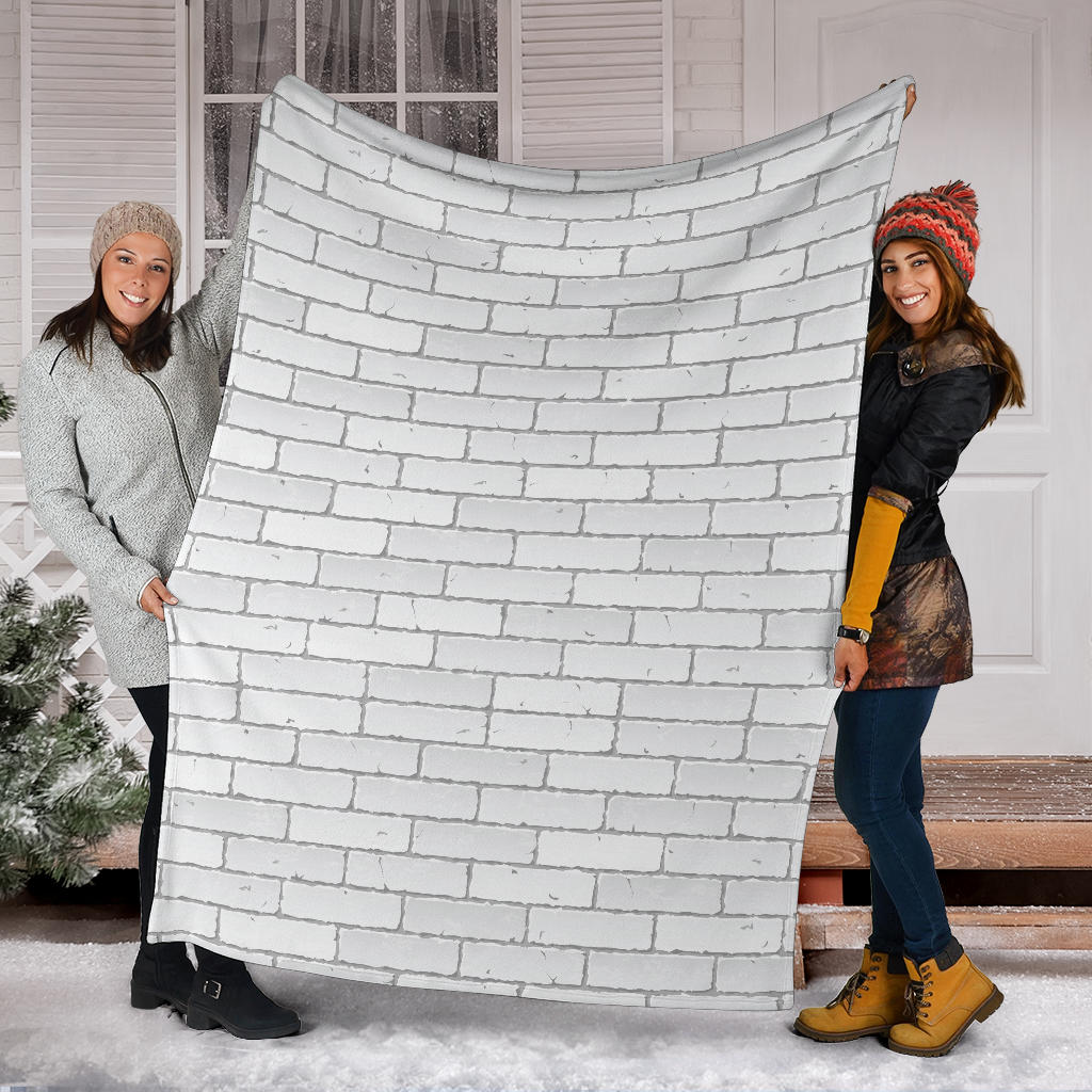 Brick White Pattern Print Design 03 Premium Blanket