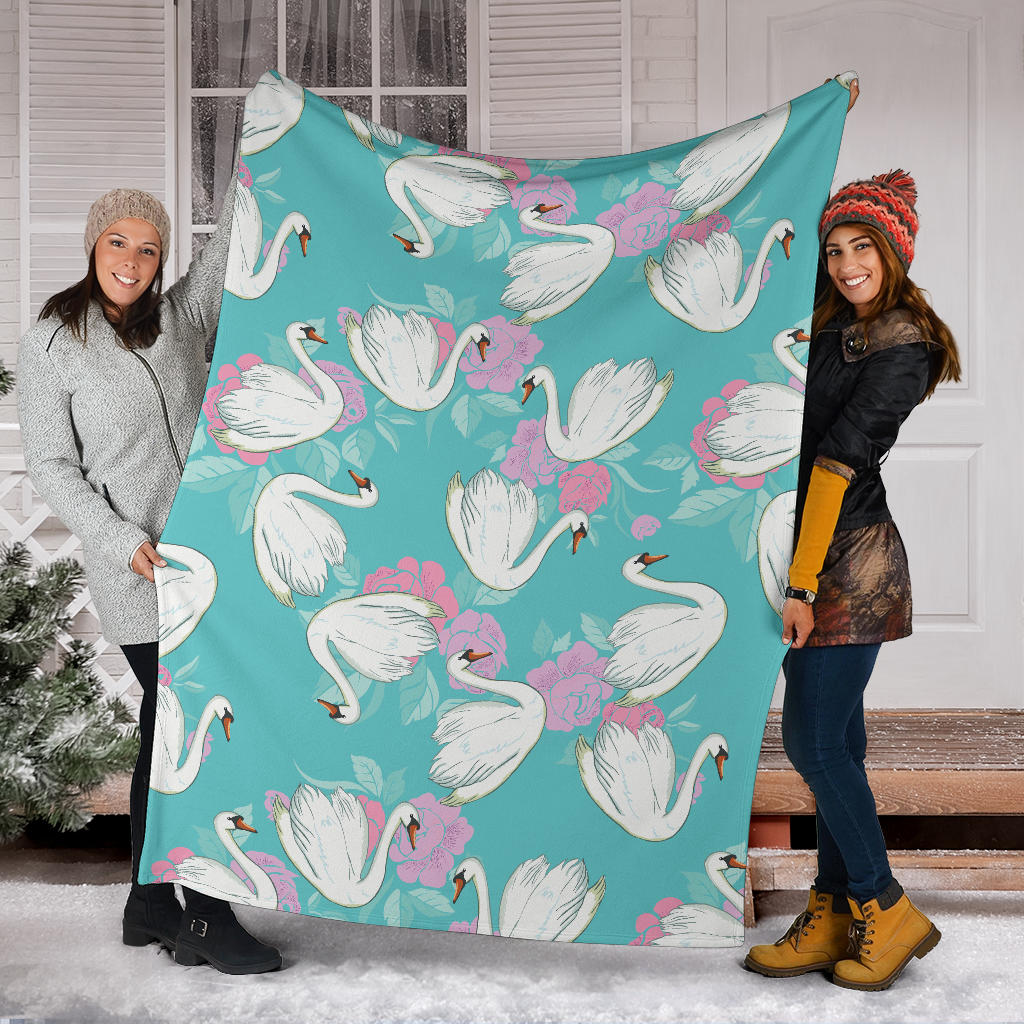 Swan Pattern Print Design 03 Premium Blanket