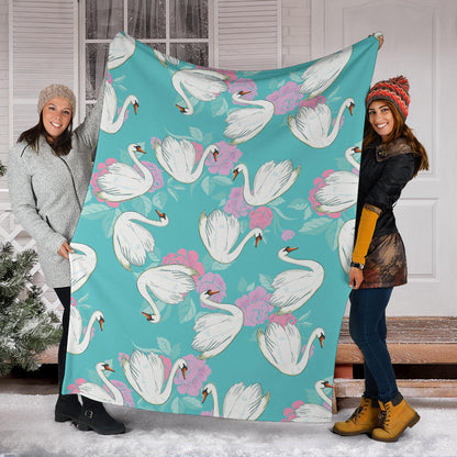 Swan Pattern Print Design 03 Premium Blanket