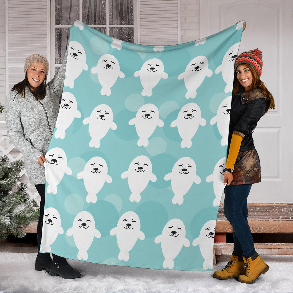 Sea Lion Baby Pattern Print Design 01 Premium Blanket