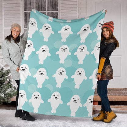 Sea Lion Baby Pattern Print Design 01 Premium Blanket