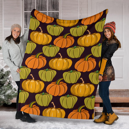 Pumpkin Pattern Print Design A01 Premium Blanket