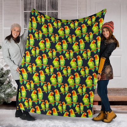 Lovebird Pattern Print Design 01 Premium Blanket