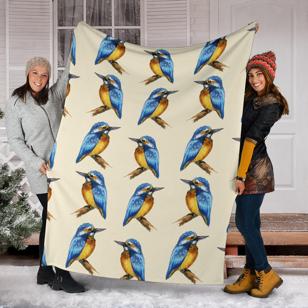Kingfisher Pattern Print Design 01 Premium Blanket