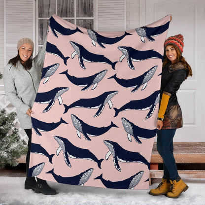 Humpback Whale Pattern Print Design 02 Premium Blanket