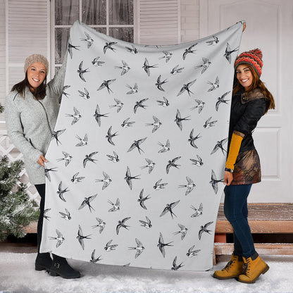 Swallow Bird Pattern Print Design 04 Premium Blanket