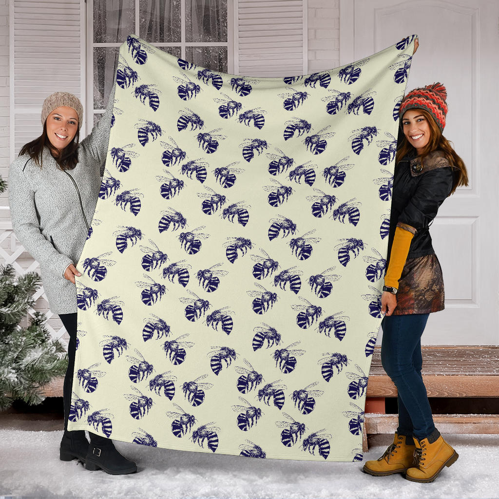 Bee Pattern Print Design 02 Premium Blanket