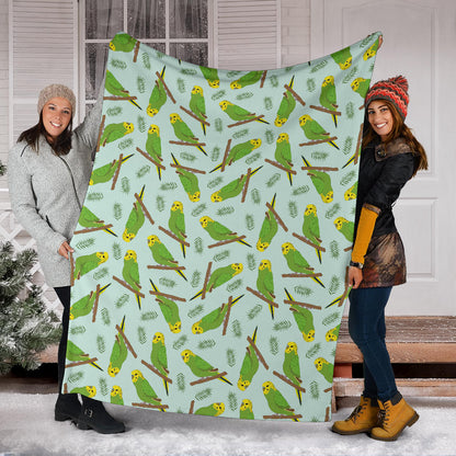 Budgerigar Pattern Print Design 04 Premium Blanket