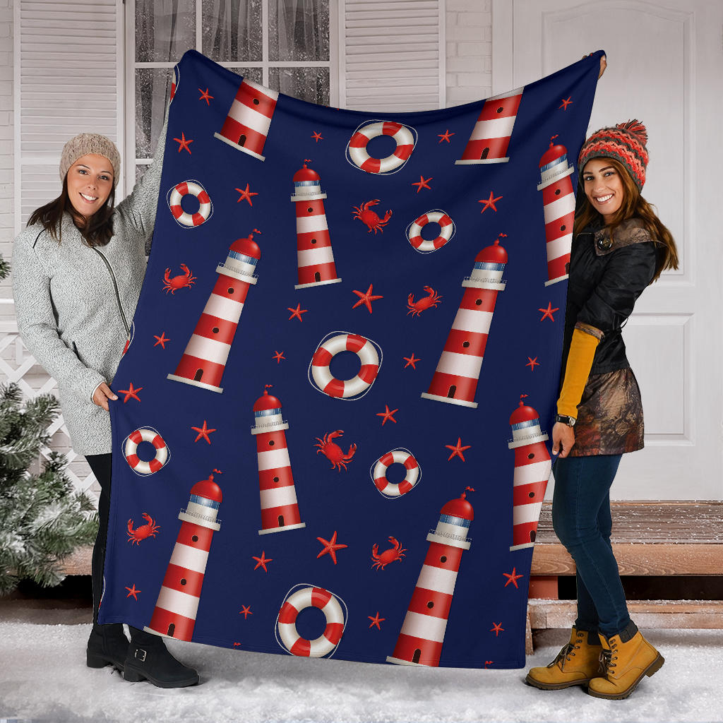 Nautical Pattern Print Design A03 Premium Blanket