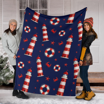 Nautical Pattern Print Design A03 Premium Blanket