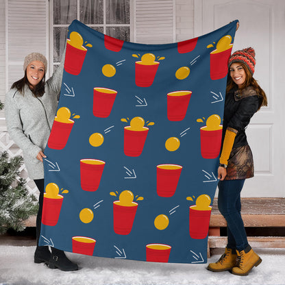Beer Pong Pattern Print Design 02 Premium Blanket