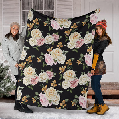 Rose Pattern Print Design A01 Premium Blanket
