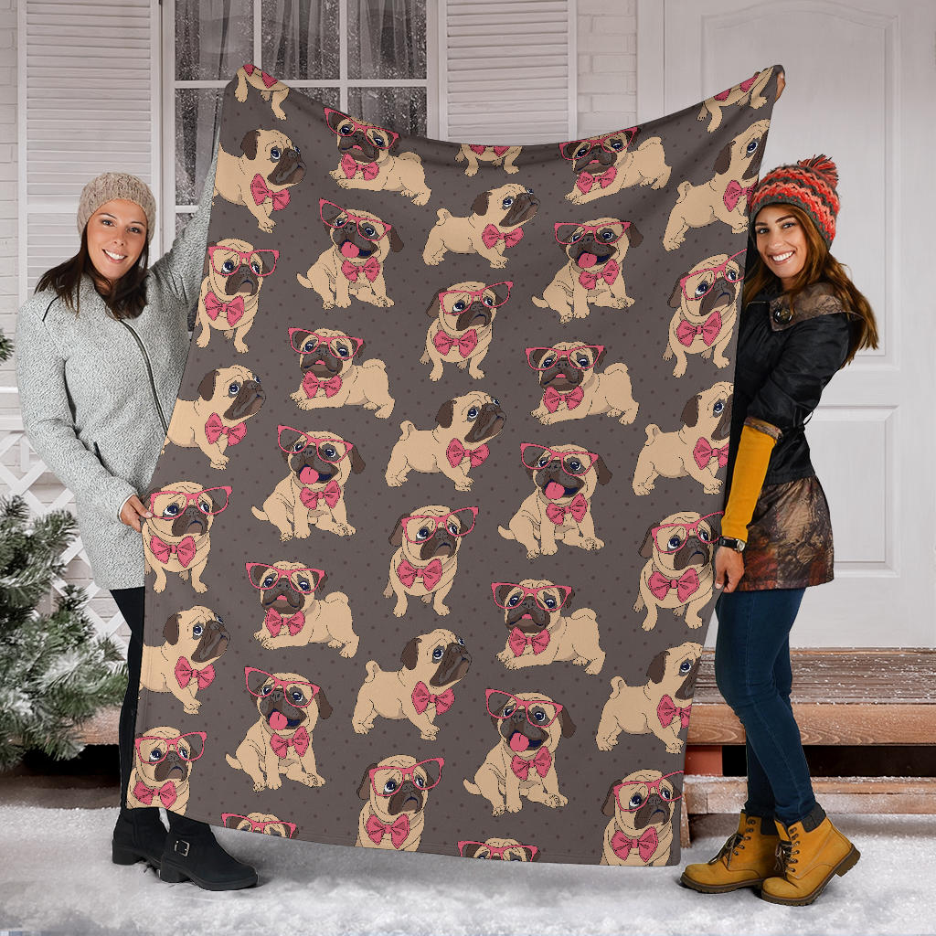 Pug Pattern Print Design A05 Premium Blanket