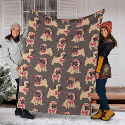 Pug Pattern Print Design A05 Premium Blanket