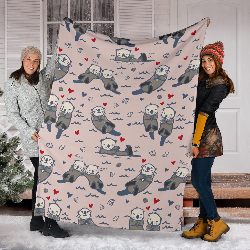 Sea Otter Pattern Print Design 02 Premium Blanket