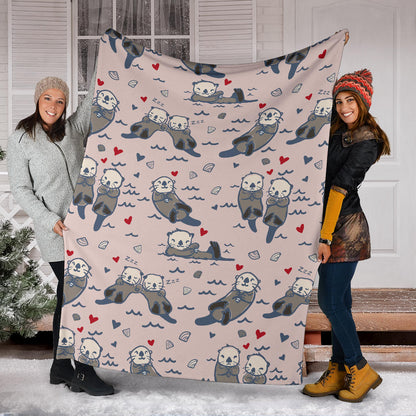 Sea Otter Pattern Print Design 02 Premium Blanket