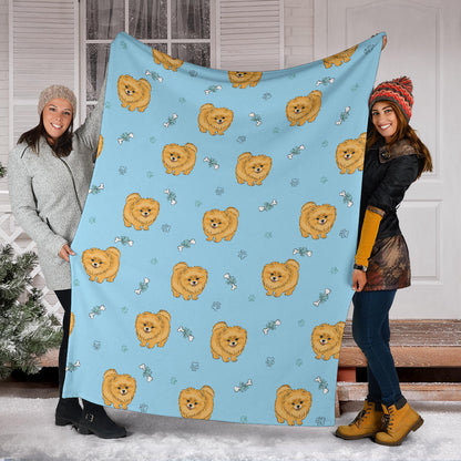 Pomeranians Pattern Print Design A03 Premium Blanket