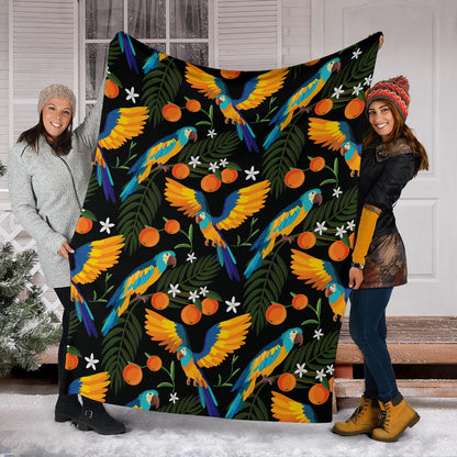 Macaw Pattern Print Design 03 Premium Blanket