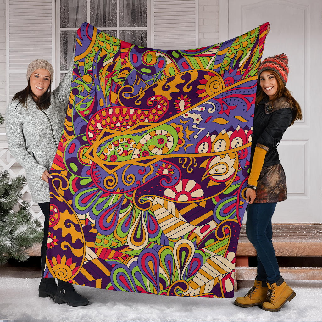 Funky Retro Pattern Print Design A04 Premium Blanket