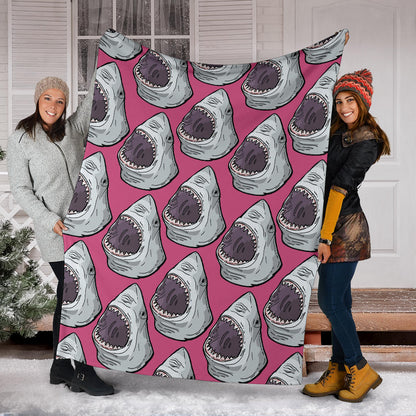 Great White Shark Pattern Print Design 01 Premium Blanket
