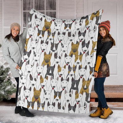 Bull Terriers Pattern Print Design 03 Premium Blanket