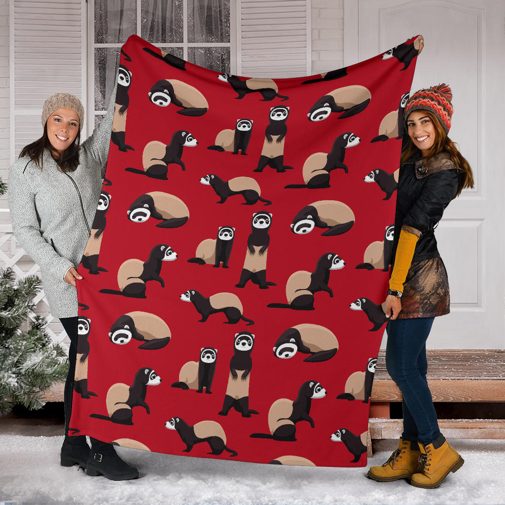 Ferret Pattern Print Design 02 Premium Blanket