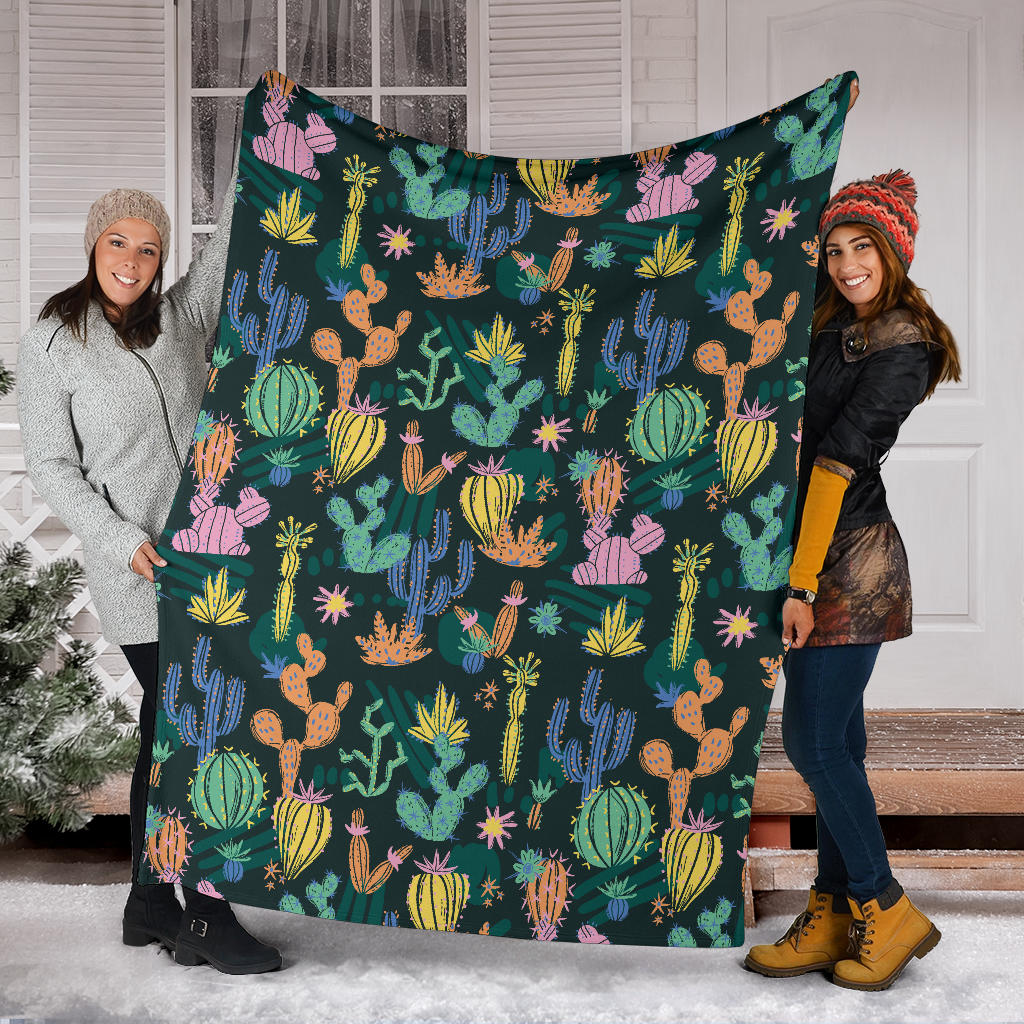 Cactus Pattern Print Design 05 Premium Blanket