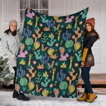 Cactus Pattern Print Design 05 Premium Blanket