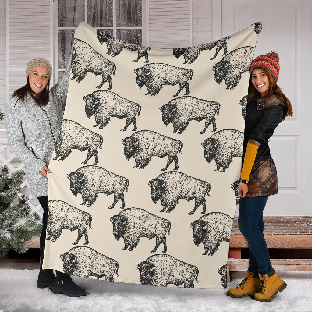 Bison Pattern Print Design 02 Premium Blanket
