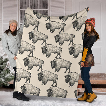 Bison Pattern Print Design 02 Premium Blanket