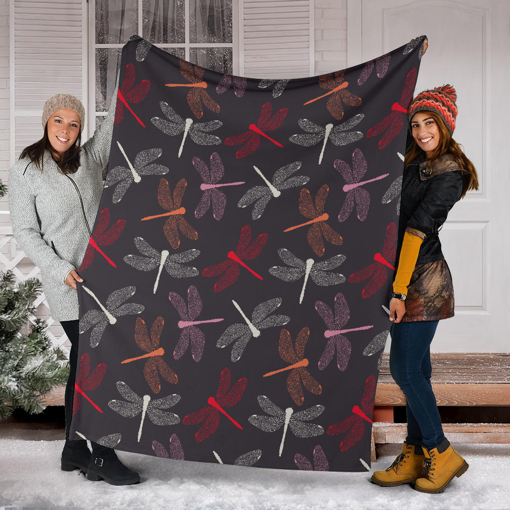 Dragonfly Pattern Print Design 01 Premium Blanket