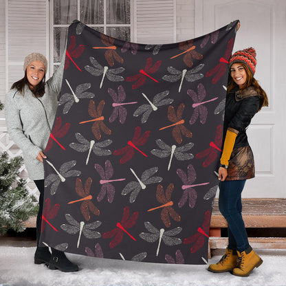 Dragonfly Pattern Print Design 01 Premium Blanket