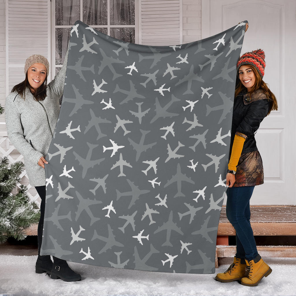 Airplane Pattern Print Design 02 Premium Blanket