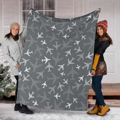 Airplane Pattern Print Design 02 Premium Blanket