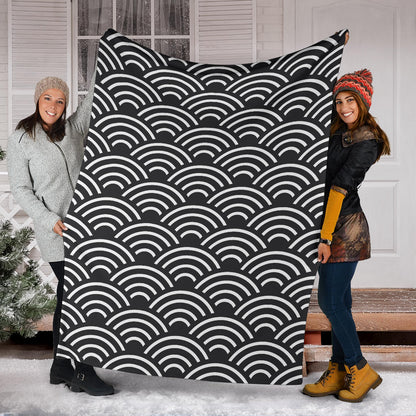 Scales Black White Pattern Print Design 03 Premium Blanket