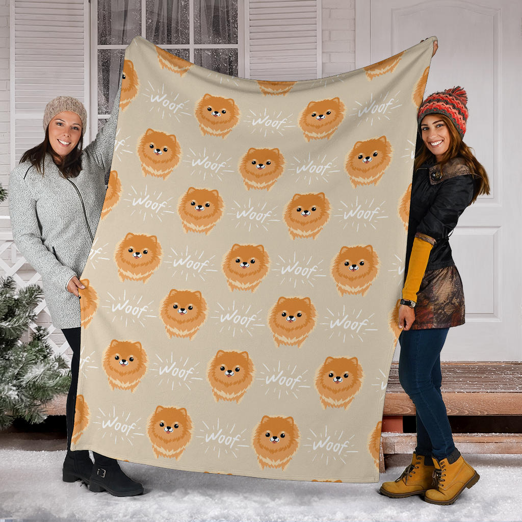 Pomeranians Pattern Print Design A04 Premium Blanket