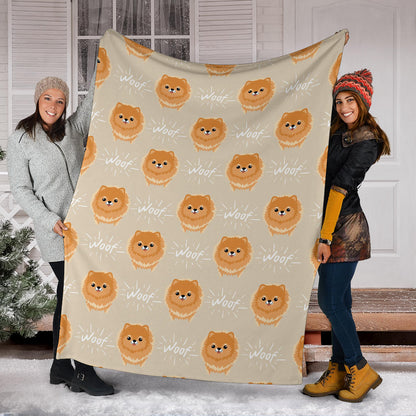 Pomeranians Pattern Print Design A04 Premium Blanket