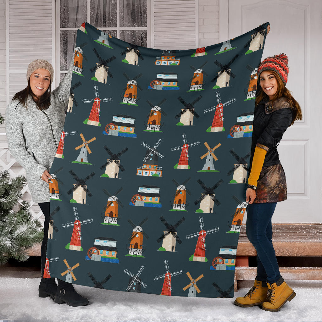 Windmill Pattern Print Design 04 Premium Blanket