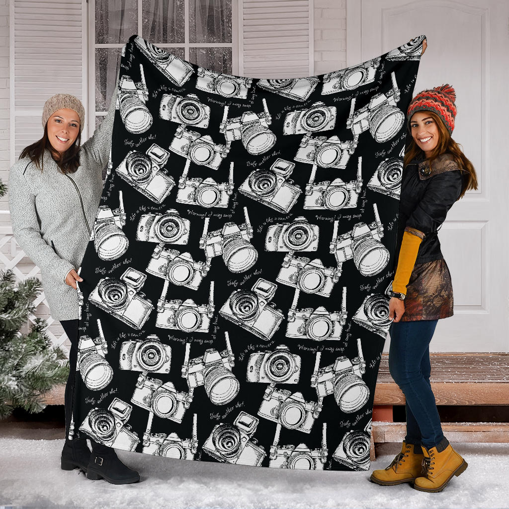 Camera Pattern Print Design 01 Premium Blanket
